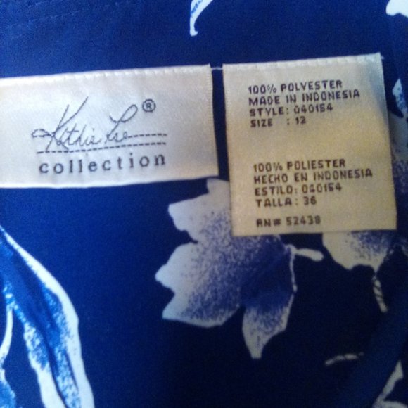 Kathy Lee Collection Long Dark Blue with White Flowers Dress... - Picture 7 of 7